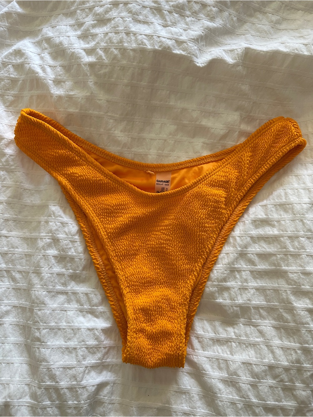 Garage Orange Textured High-Cut Bikini Bottom
